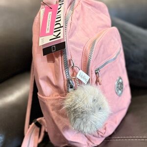 Kipling Light Pink Kids Backpack with Fluffy Charm Seoul SMALL